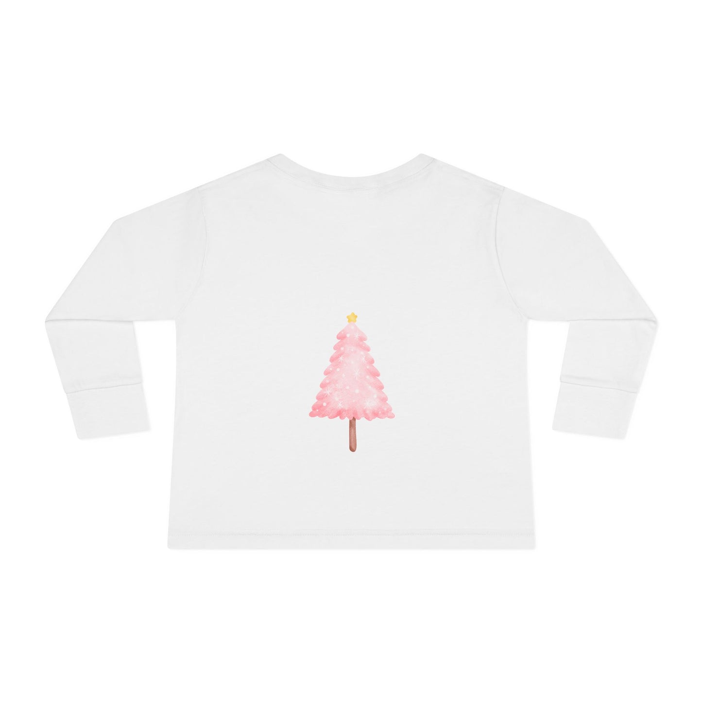Cute Toddler Long Sleeve Tee ~ Pink Watercolor Christmas Tree