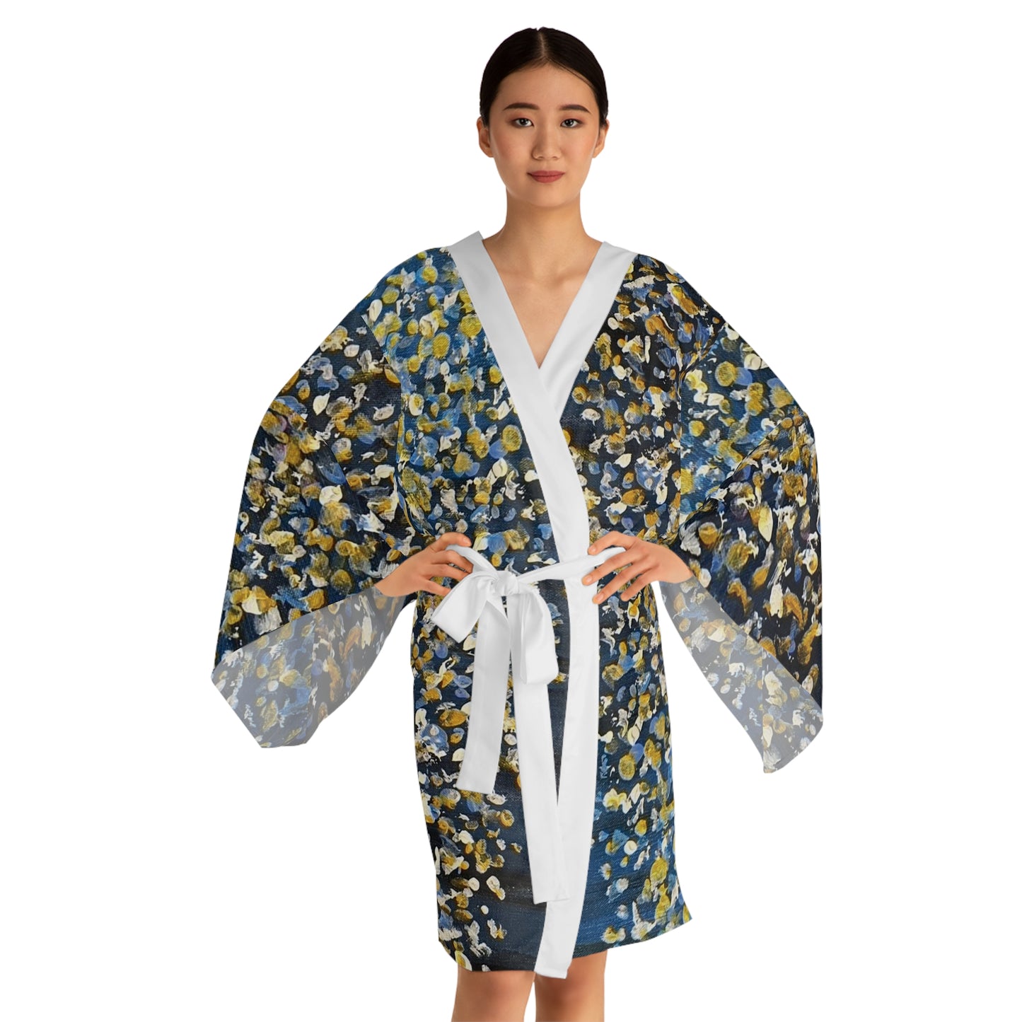 Kimono Robe-Blue Abstract Design