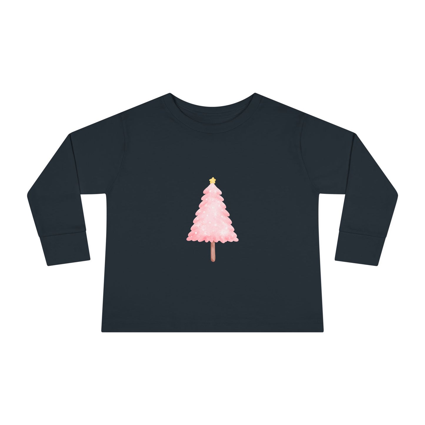 Cute Toddler Long Sleeve Tee ~ Pink Watercolor Christmas Tree