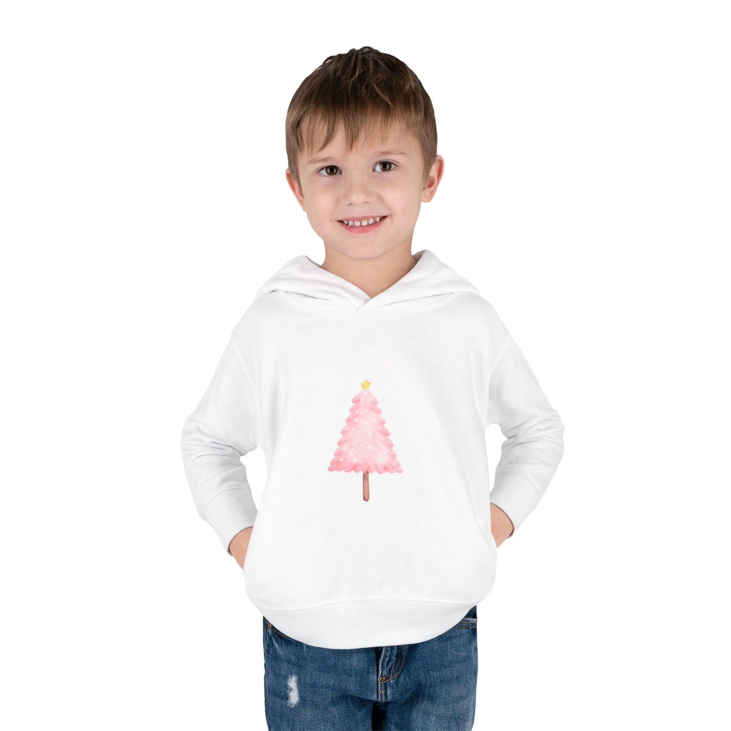 Toddler Hoodie ~ Pink Christmas Tree & Jolly Santa
