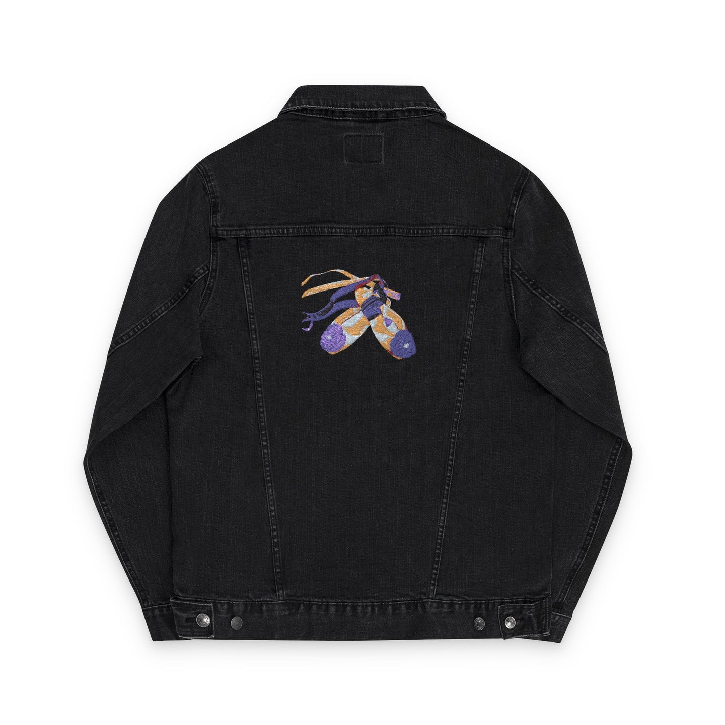 Embroidered Unisex Denim Jacket with Denim Blossoms Pointe Shoes