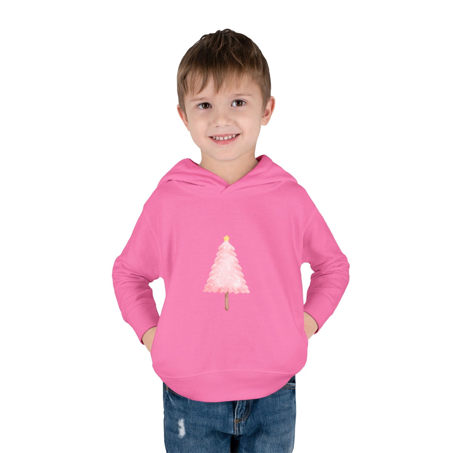 Toddler Hoodie ~ Pink Christmas Tree & Jolly Santa