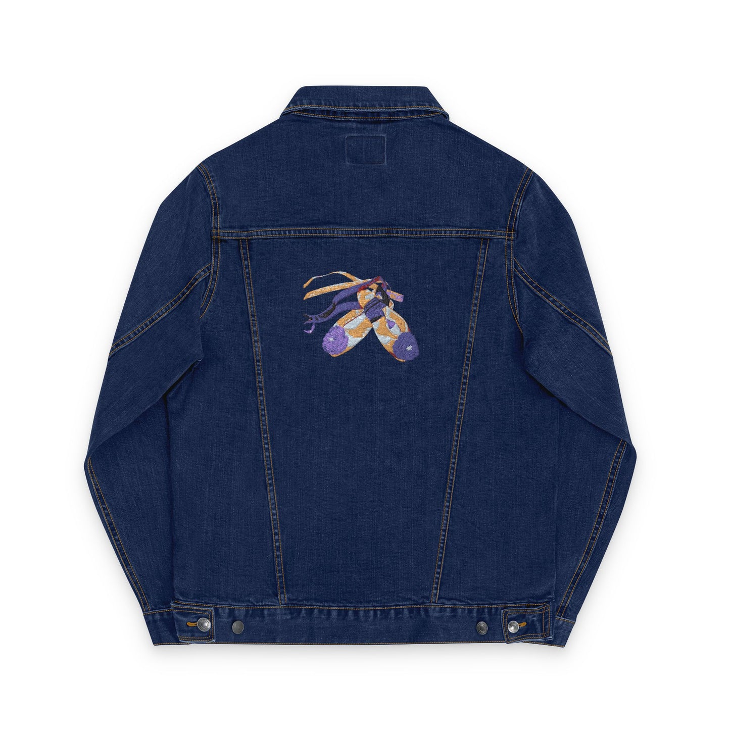 Embroidered Unisex Denim Jacket with Denim Blossoms Pointe Shoes