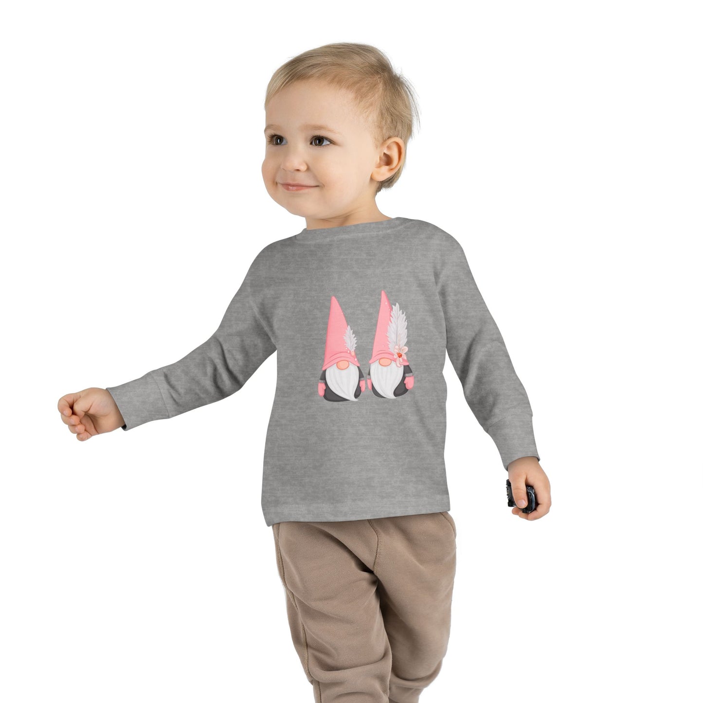 Cute Toddler Long Sleeve Tee ~ Pink Hatted Gnomes