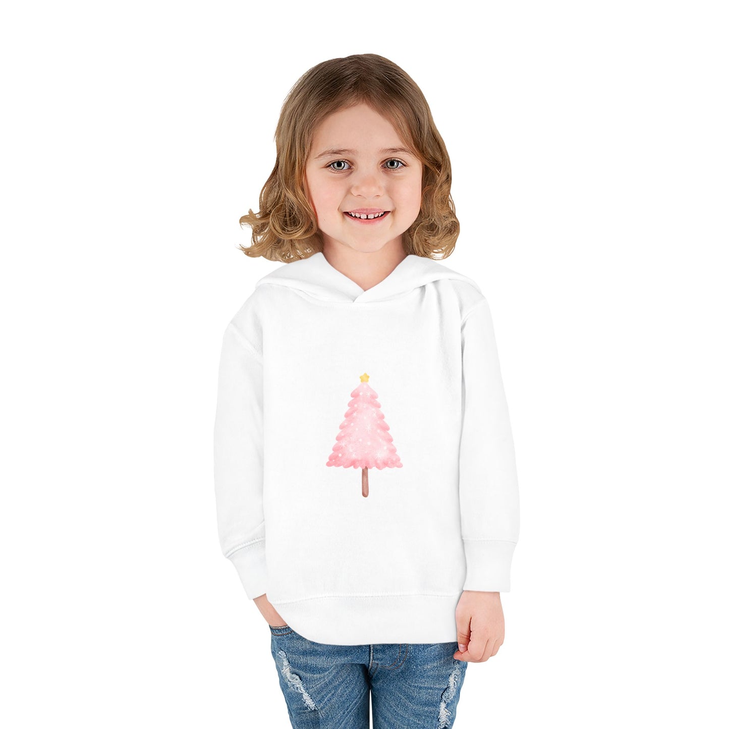 Toddler Hoodie ~ Pink Christmas Tree & Jolly Santa