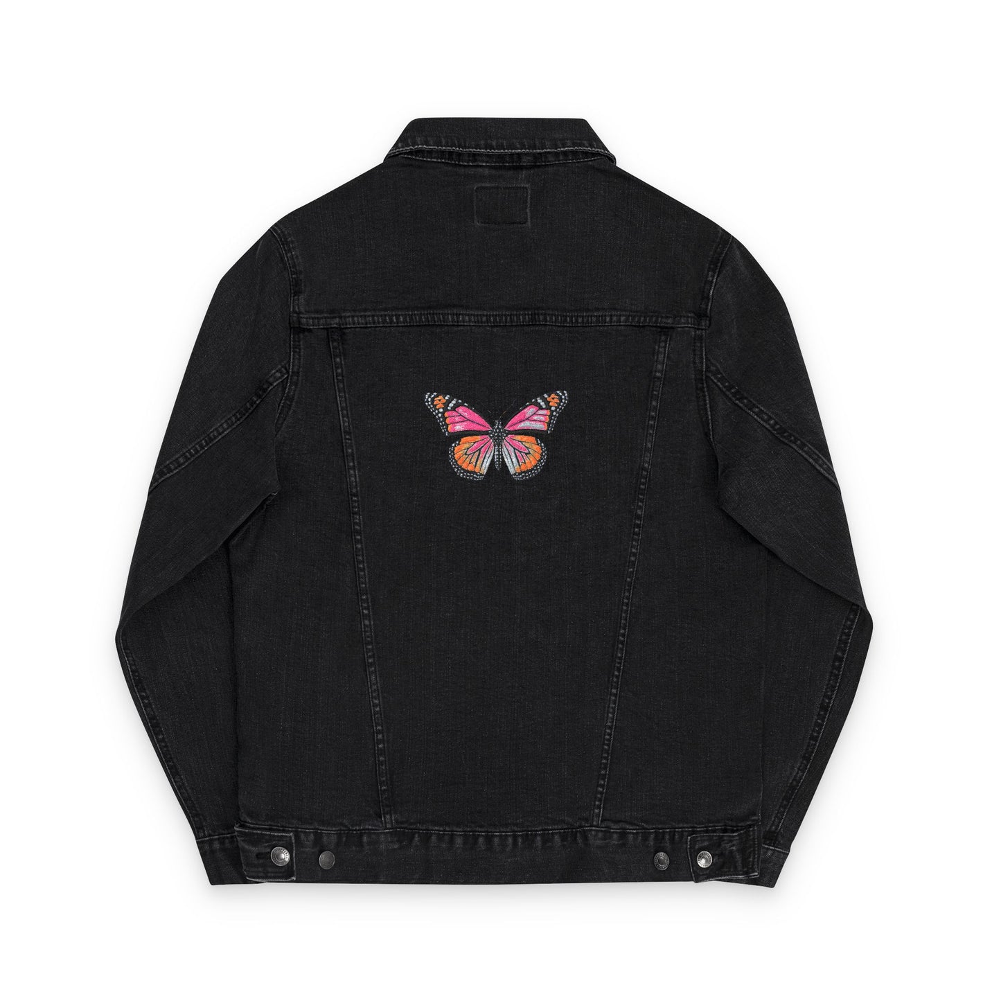 Embroidered Denim Jacket with Butterfly Design
