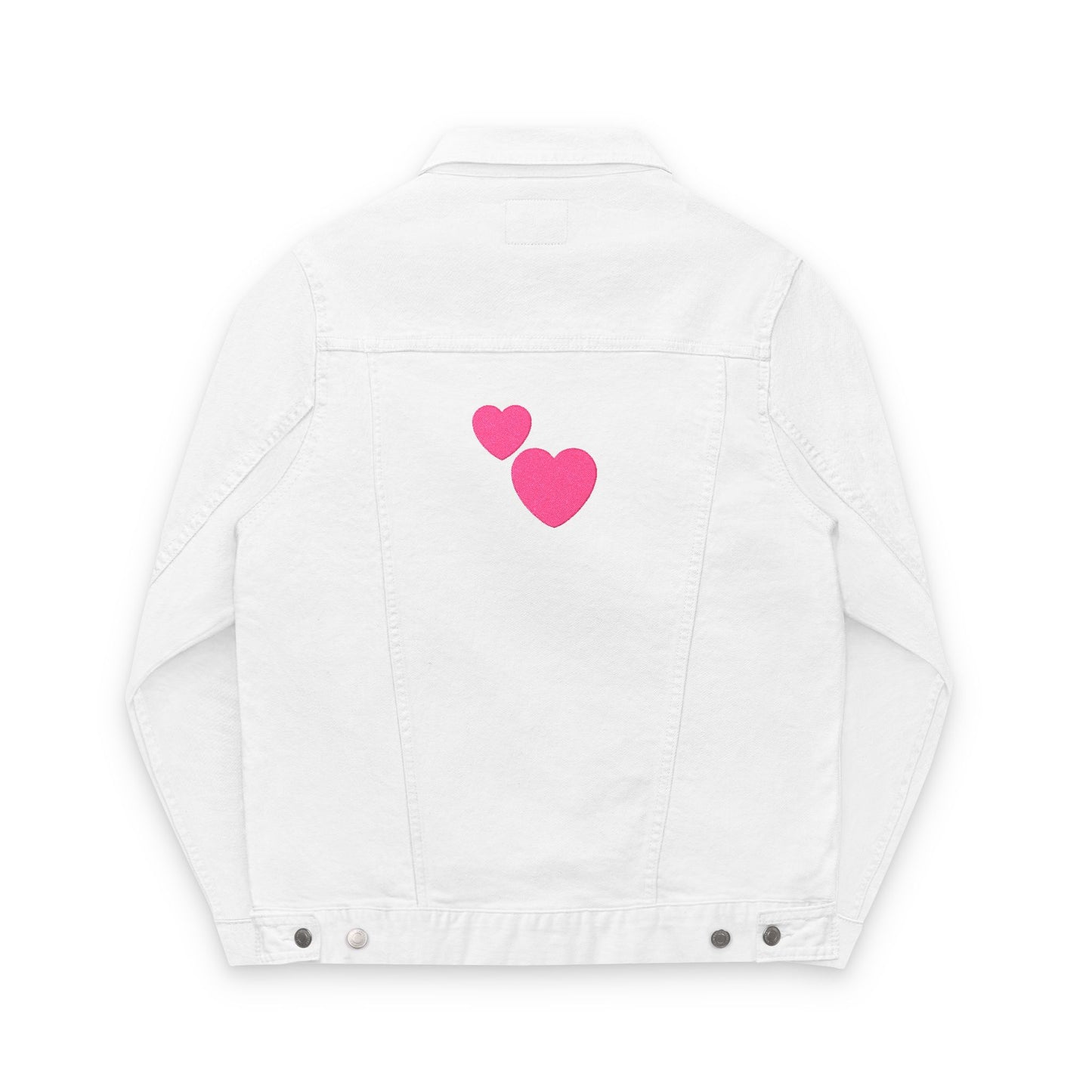 Embroidered Denim Jacket with 2 Hearts Design