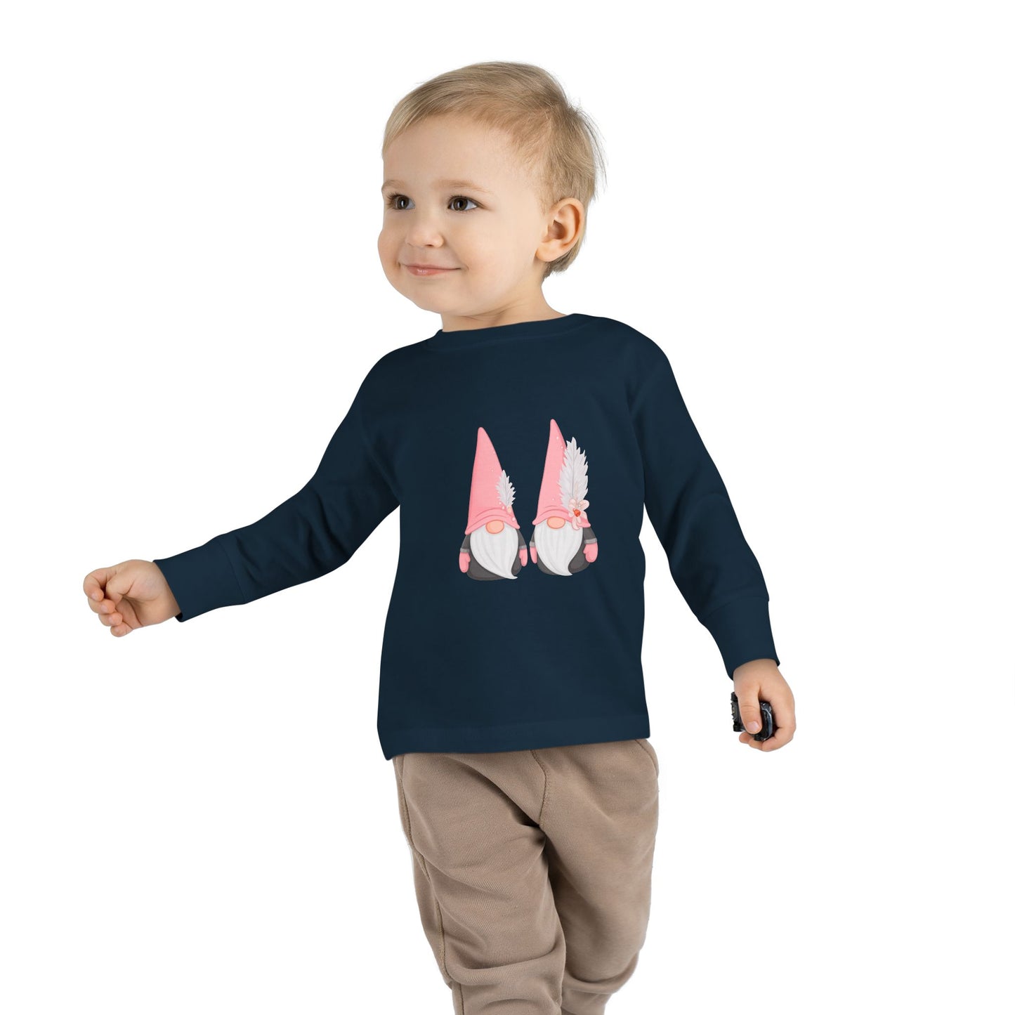Cute Toddler Long Sleeve Tee ~ Pink Hatted Gnomes