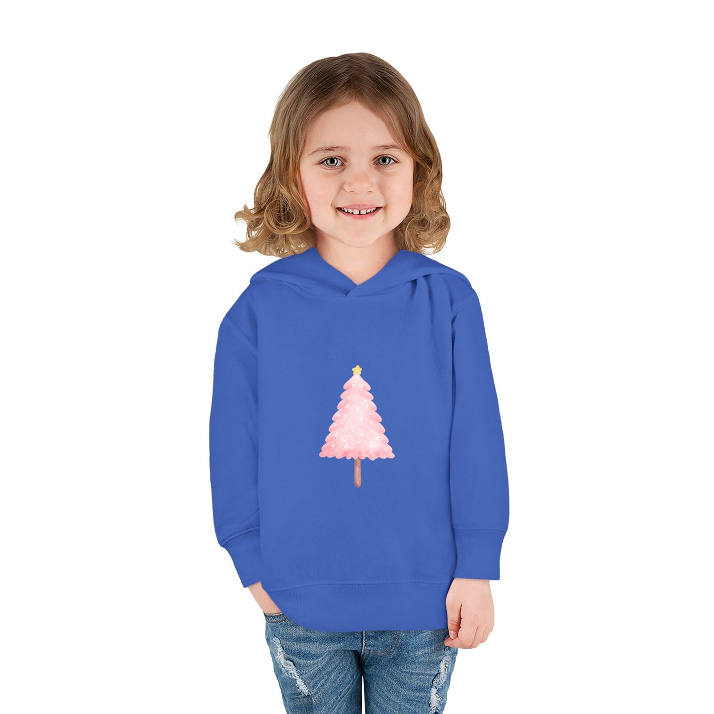 Toddler Hoodie ~ Pink Christmas Tree & Jolly Santa