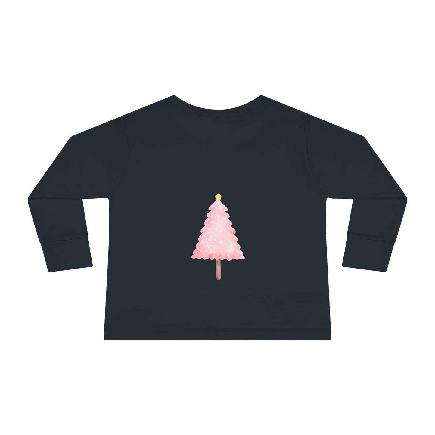 Cute Toddler Long Sleeve Tee ~ Pink Watercolor Christmas Tree