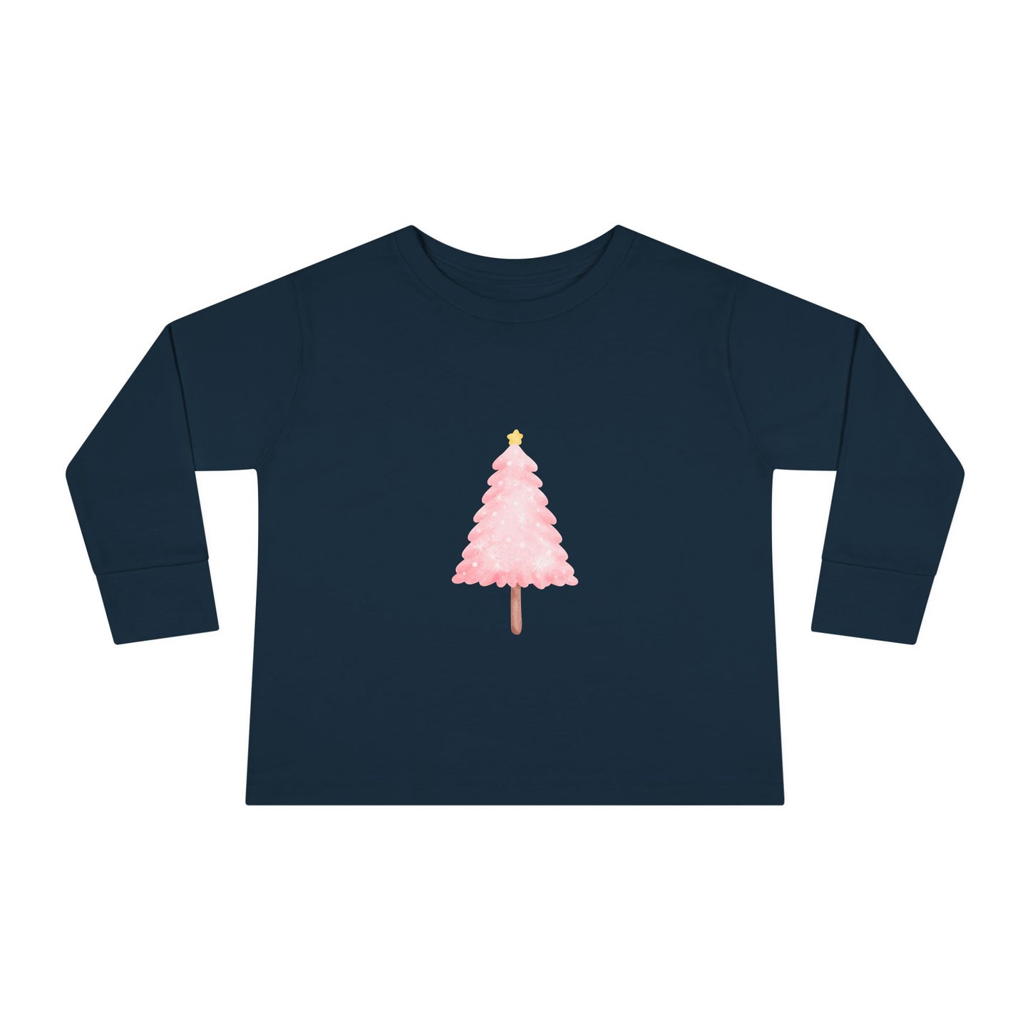 Cute Toddler Long Sleeve Tee ~ Pink Watercolor Christmas Tree