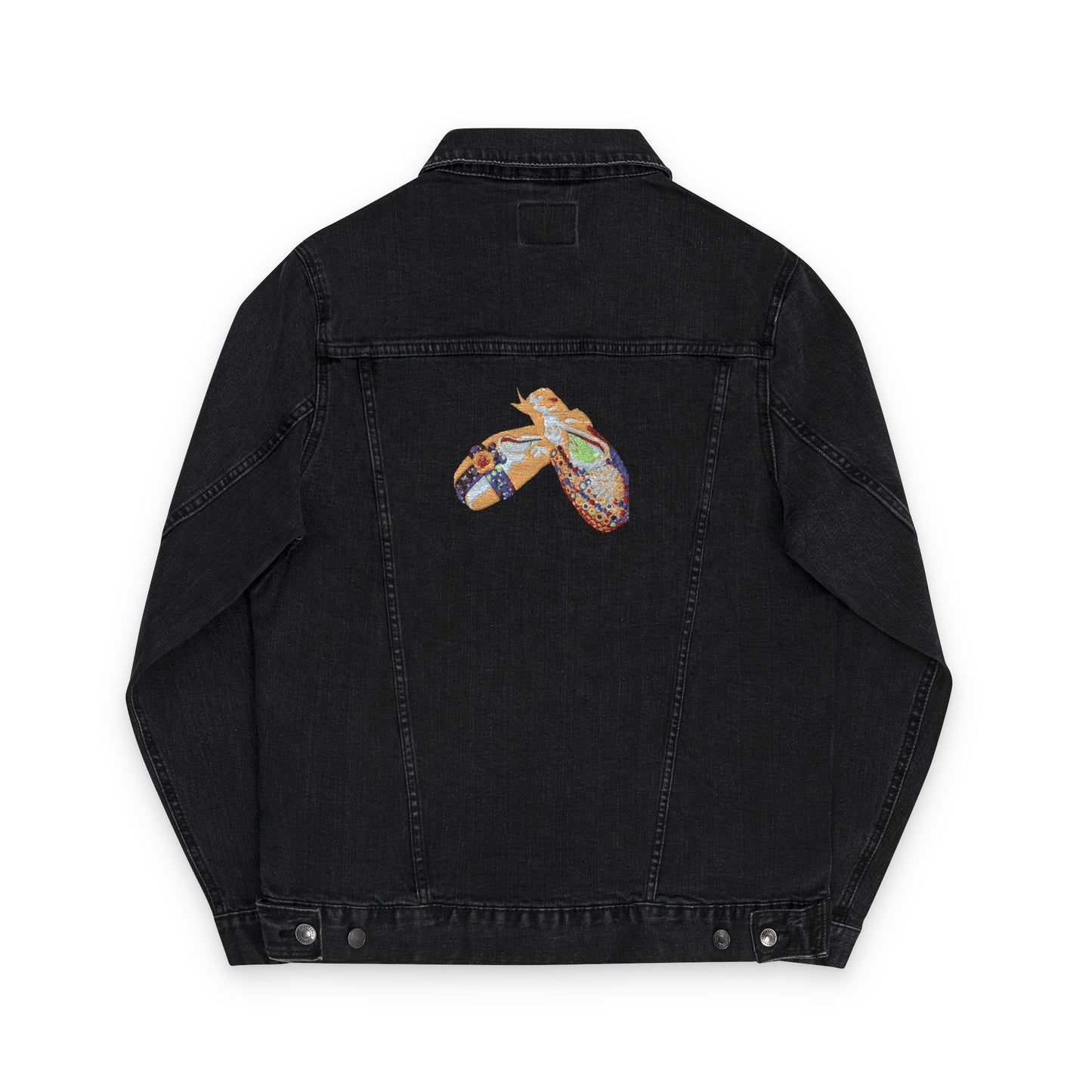 Embroidered Unisex Denim Jacket with Bejeweled Beauties Pointe Shoes