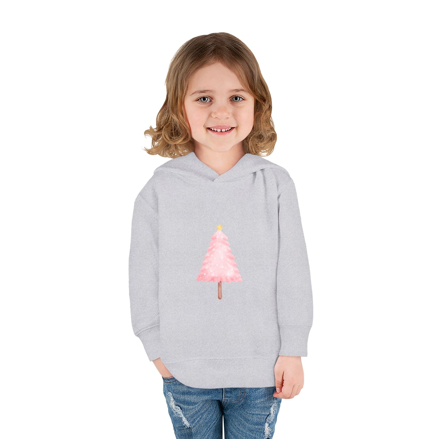 Toddler Hoodie ~ Pink Christmas Tree & Jolly Santa