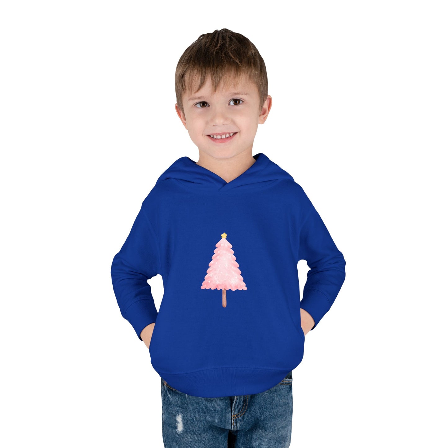 Toddler Hoodie ~ Pink Christmas Tree & Jolly Santa