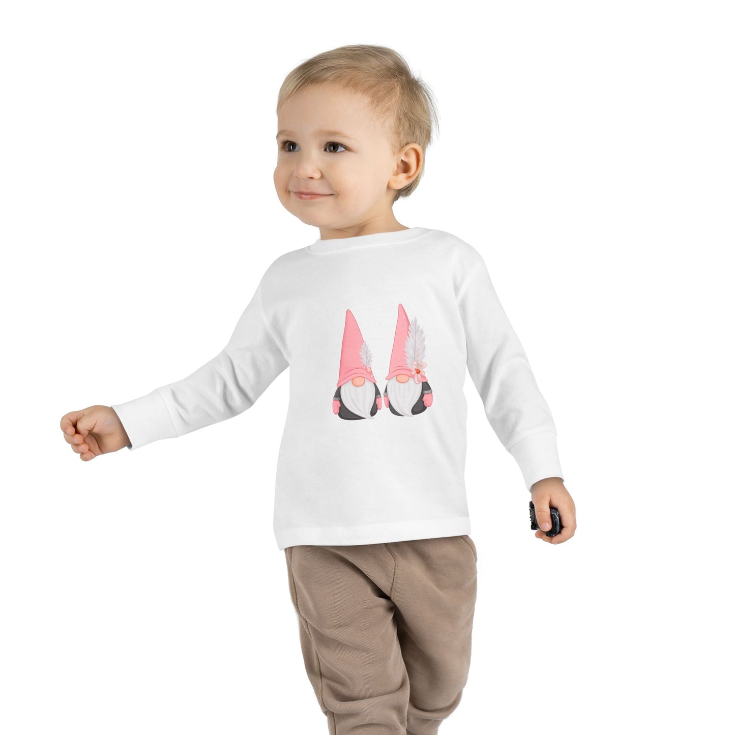 Cute Toddler Long Sleeve Tee ~ Pink Hatted Gnomes