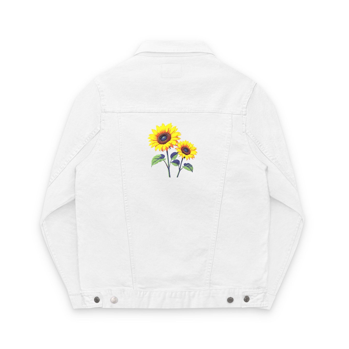 Embroidered Unisex Denim Jacket with Sunflowers