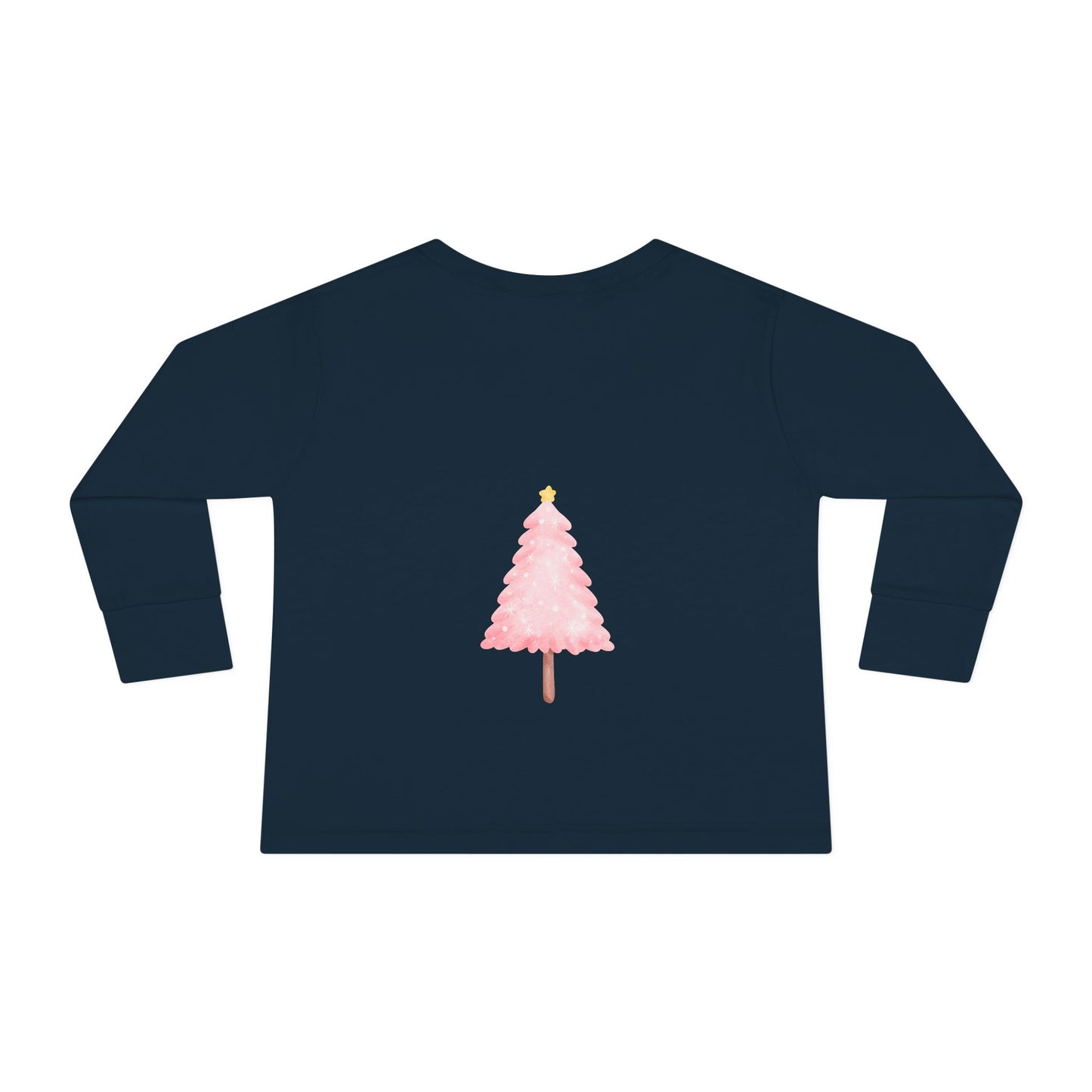 Cute Toddler Long Sleeve Tee ~ Pink Watercolor Christmas Tree