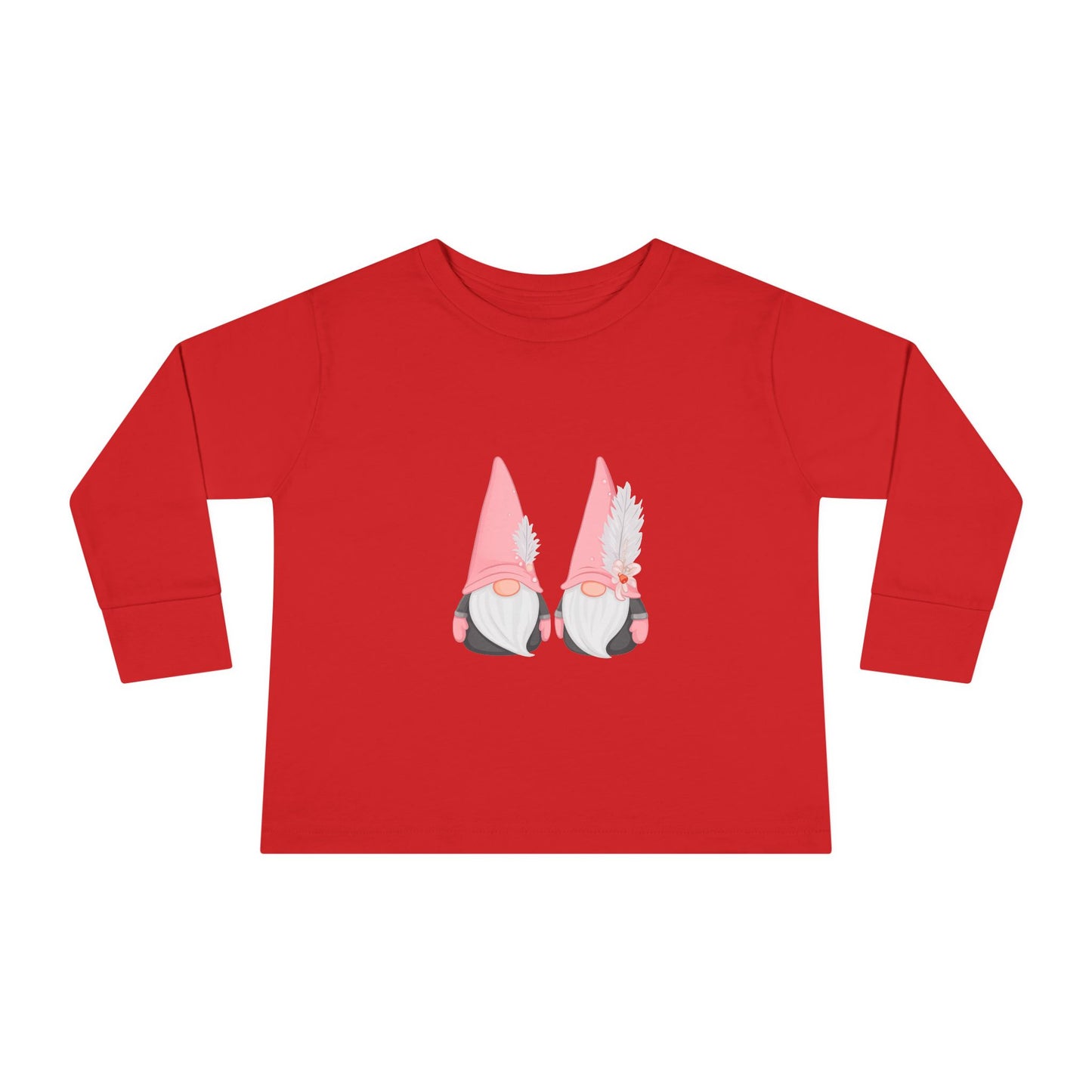 Cute Toddler Long Sleeve Tee ~ Pink Hatted Gnomes