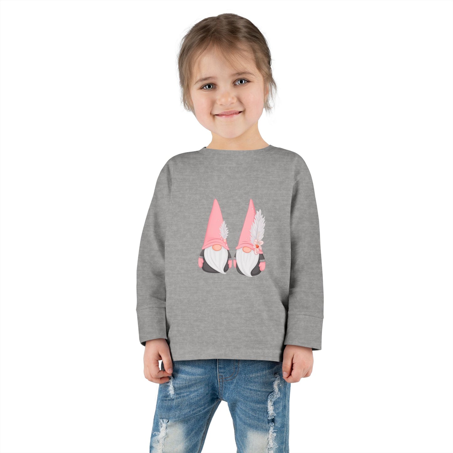 Cute Toddler Long Sleeve Tee ~ Pink Hatted Gnomes
