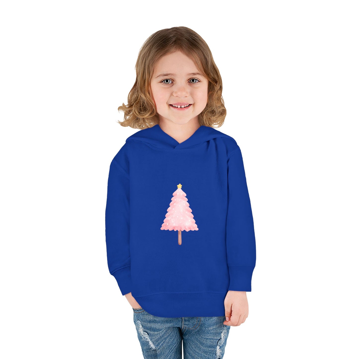 Toddler Hoodie ~ Pink Christmas Tree & Jolly Santa